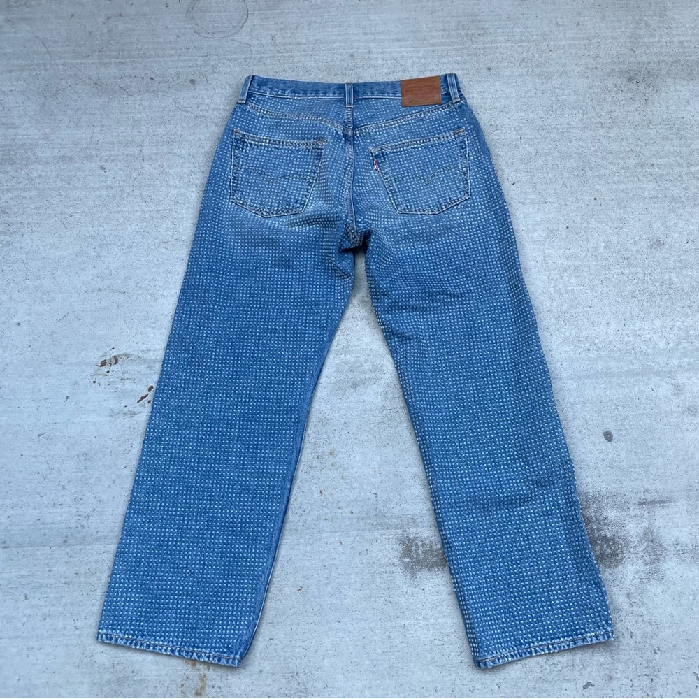 Levi's Men's Medium Blue Straight Jeans with Dot Texture